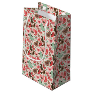 Sacola Para Presentes Pequena fundo com pássaros bonitos