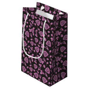 Sacola Para Presentes Pequena Fundo cor-de-rosa floral