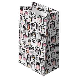 Sacola Para Presentes Pequena fundo da ilustração do pássaro do pinguim