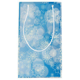 Sacola Para Presentes Pequena Fundo do floco de neve