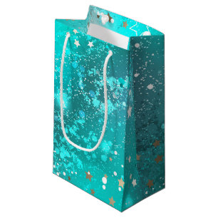 Sacola Para Presentes Pequena Fundo do Mint Turquoise Foil