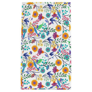 Sacola Para Presentes Pequena Fundo Floral Exótico Colorido-23145