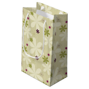 Sacola Para Presentes Pequena Fundo floral retro