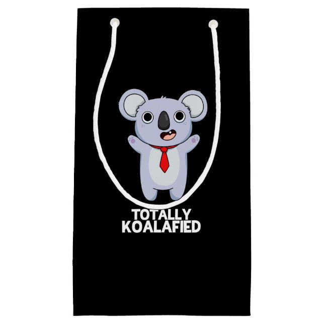 Sacola Para Presentes Pequena Funny Koala Bear Pun Dark BG Totalmente Koala (Frente)