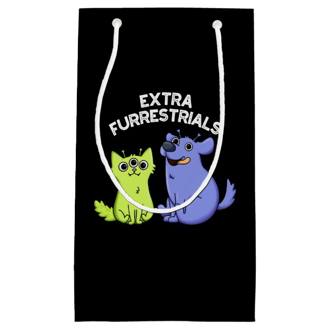 Sacola Para Presentes Pequena Furacões Extra Alienígena Engraçada Furry Pun Dark (Frente)