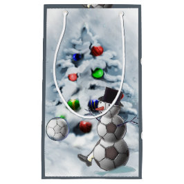 Sacola Para Presentes Pequena Futebol Snowman Natal