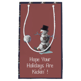 Sacola Para Presentes Pequena Futebol Snowman Natal