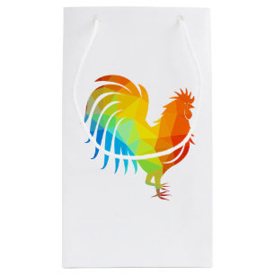 Sacola Para Presentes Pequena Galinha com Baixo Poly Gift Bag