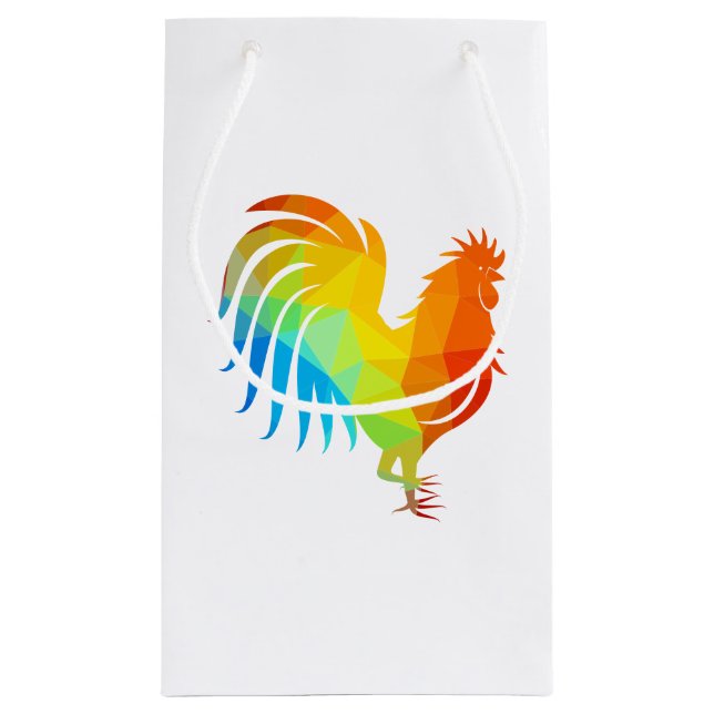 Sacola Para Presentes Pequena Galinha com Baixo Poly Gift Bag (Verso)
