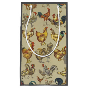 Sacola Para Presentes Pequena Galo Galinha-Fazenda Animal