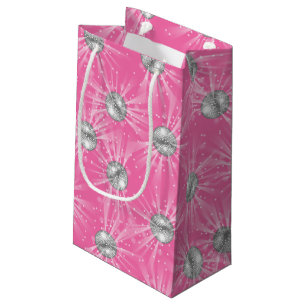 Sacola Para Presentes Pequena Garota rosa do Chá de fraldas da Bola Disco