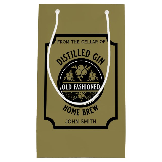 Sacola Para Presentes Pequena Garrafa de Gin Personalizada (Frente)