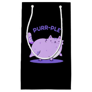 Sacola Para Presentes Pequena Gatinho Gordo Engraçado Roxo Gatinho Gato Pun Escu