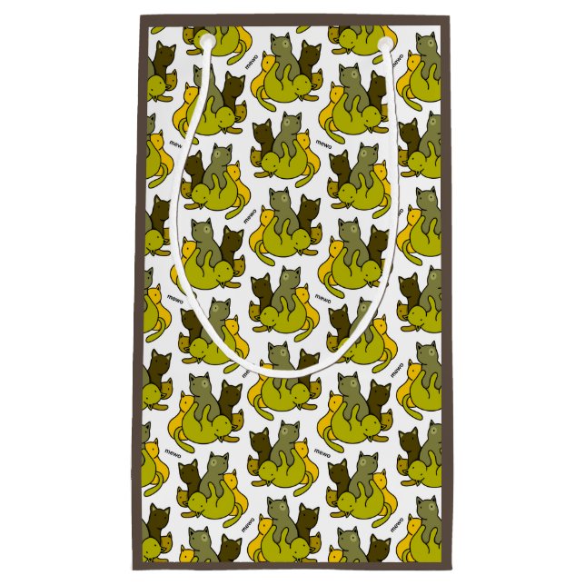 Sacola Para Presentes Pequena Gatinhos de oliveira (Frente)