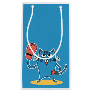 Sacola Para Presentes Pequena Gato com luvas de boxe