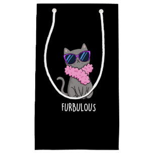 Sacola Para Presentes Pequena Gato Elegante Engraçado Furtivo Pun Dark BG