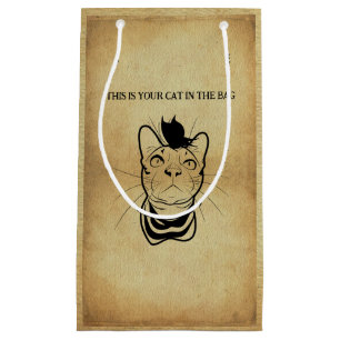 Sacola Para Presentes Pequena Gato Engraçado De Arte Na Bag Personalizado