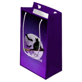 Sacola Para Presentes Pequena Gato Negro Halloween na Lua Cheia