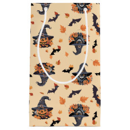 Sacola Para Presentes Pequena Gatos e Abóboras no Dia das Bruxas