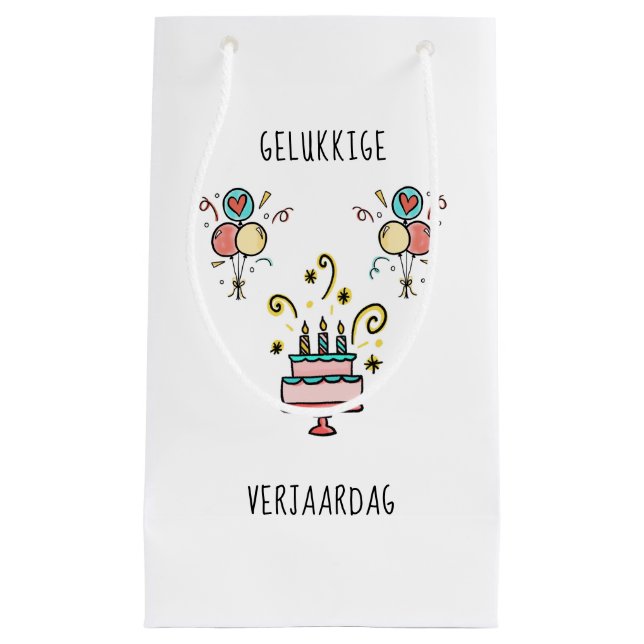 Sacola Para Presentes Pequena Gelukkige Verjaardag | Happy Birthday (Frente)