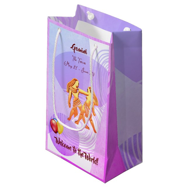 Sacola Para Presentes Pequena Gemini Baby (21 de maio - 20 de junho) (Frente inclinada)