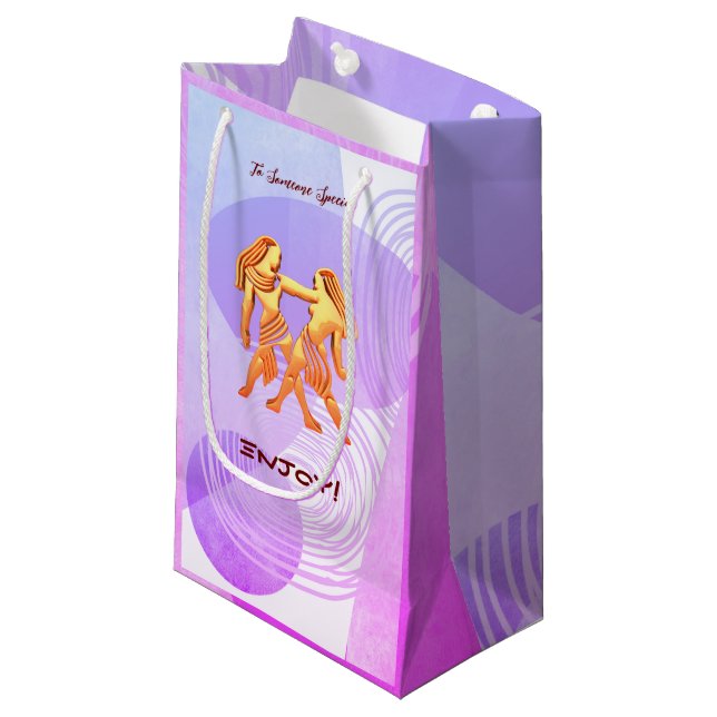 Sacola Para Presentes Pequena Gemini dos Gêmeos (Frente inclinada)