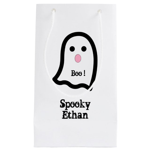 Sacola Para Presentes Pequena Ghost Boo Bonito Spooky (Frente)