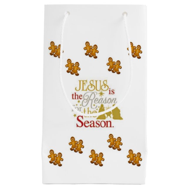 Sacola Para Presentes Pequena Gift Bag Christmas Gingerbird Man (Frente)