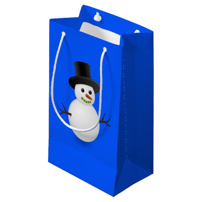 Sacola Para Presentes Pequena Gift Bag Christmas Snowman (Frente inclinada)