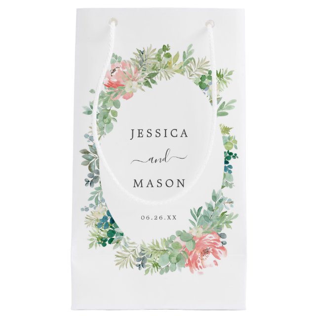 Sacola Para Presentes Pequena Gift Bag de Casamento do Hotel Verde Suave (Frente)