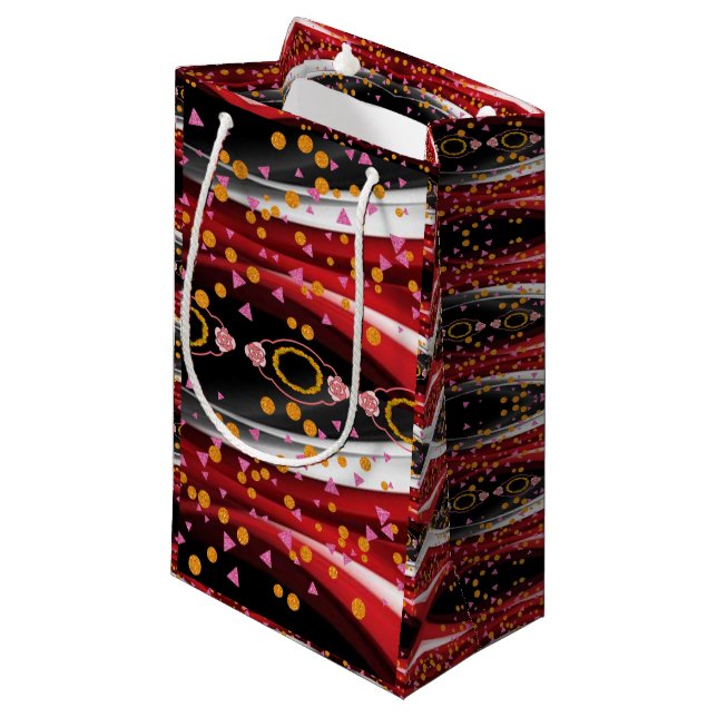 Sacola Para Presentes Pequena Gift Bag Happy Abstrato Red White (Frente inclinada)