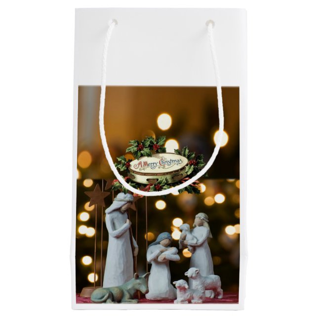 Sacola Para Presentes Pequena Gift Bag Natal Jesus (Frente)