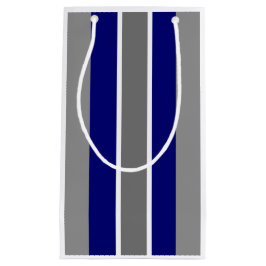 Sacola Para Presentes Pequena Gift Bag - Ultramarine Blue e Cinzas Strips