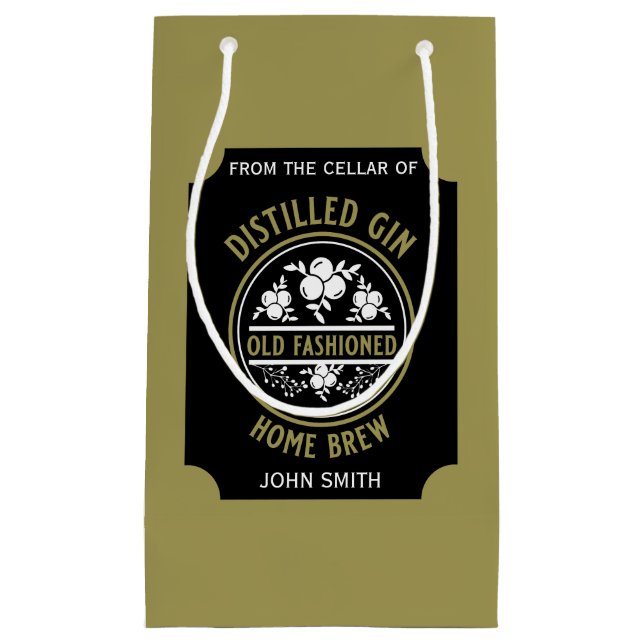 Sacola Para Presentes Pequena Gin Botão Personalizado (Frente)