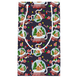 Sacola Para Presentes Pequena Gingerbread Snow Globes
