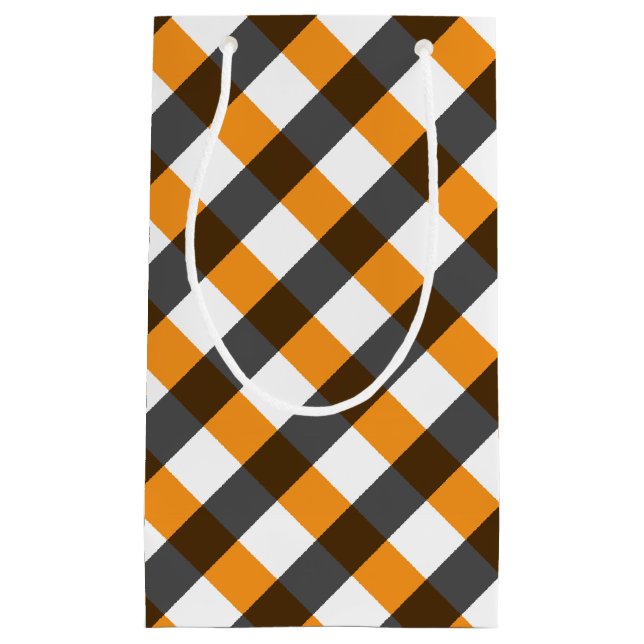 Sacola Para Presentes Pequena Gingham de Halloween 10 (Frente)