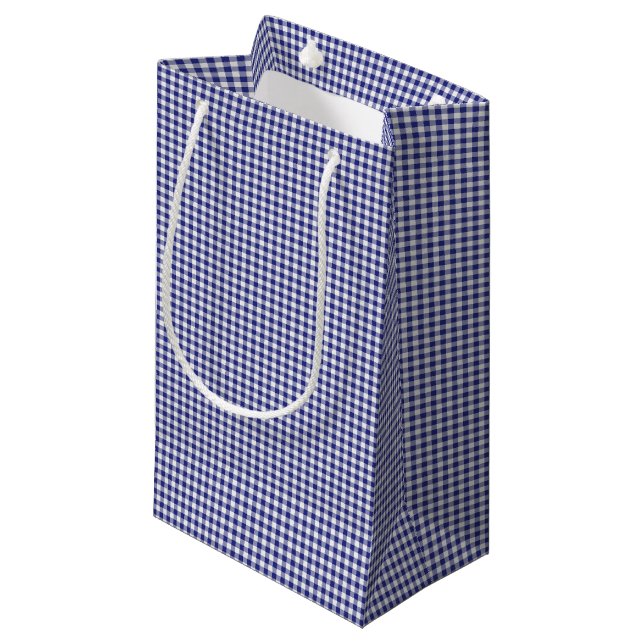 Sacola Para Presentes Pequena Gingham-GIFT BAG Azul-Branco (Frente inclinada)
