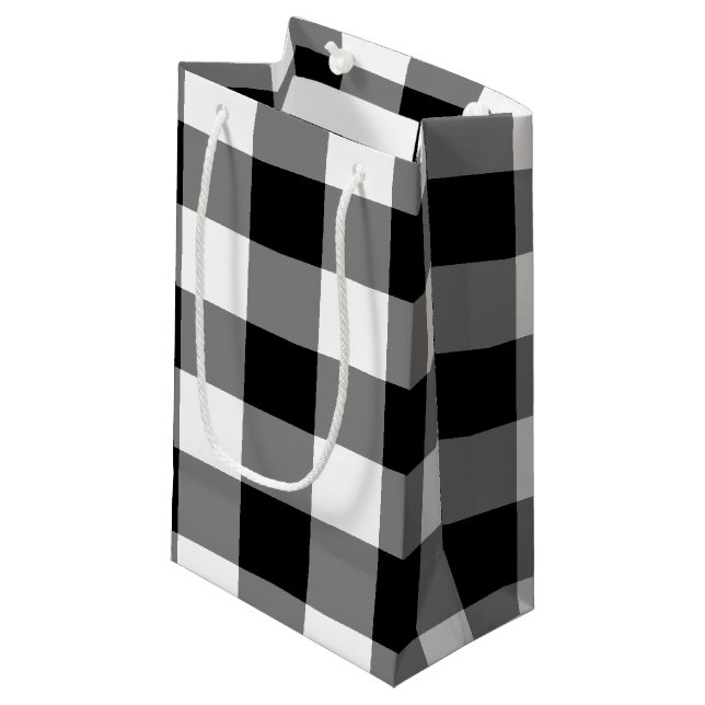 Sacola Para Presentes Pequena Gingham Negro (Frente inclinada)