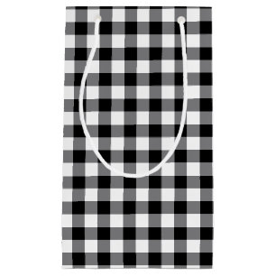 Sacola Para Presentes Pequena Gingham Preto E Branco
