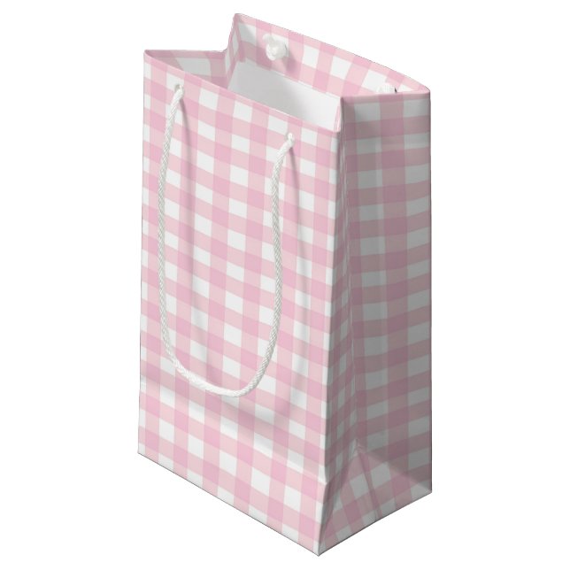 Sacola Para Presentes Pequena Gingham Rosa 1 (Frente inclinada)