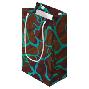 Sacola Para Presentes Pequena Giraffe Brown e Teal Impressão