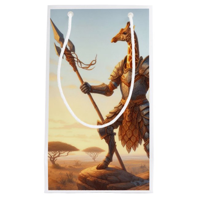 Sacola Para Presentes Pequena Giraffe guerreiro (Frente)