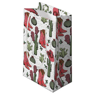 Sacola Para Presentes Pequena Girassol Country Cowgirl Pink e Green