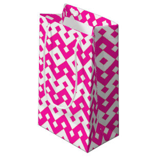 Sacola Para Presentes Pequena Girlie Candy Pink e White Zigzags Pequenos Saco
