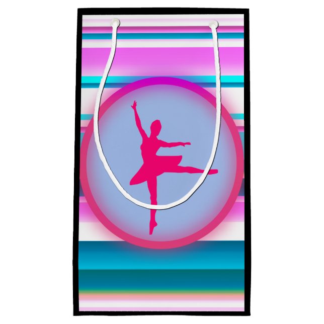 Sacola Para Presentes Pequena Girls Ballerina Dance Stripes (Frente)