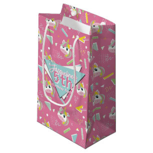Sacola Para Presentes Pequena Girls Retro Rosa Unicorn Rosa Aniversário