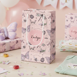 Sacola Para Presentes Pequena Girly Blush Pink Sweet Little Critter Monograma