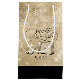 Sacola Para Presentes Pequena Glitter e Shine Sweet 16 V2 Black/Dourado ID675
