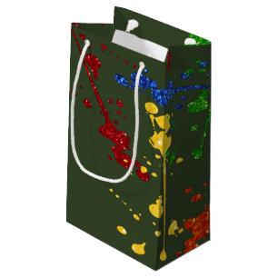 Sacola Para Presentes Pequena Glitter Paintball Party Paint Splatter Classic