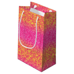 Sacola Para Presentes Pequena Glitter Stripes, GIFT BAG cor-de-rosa-amarelo